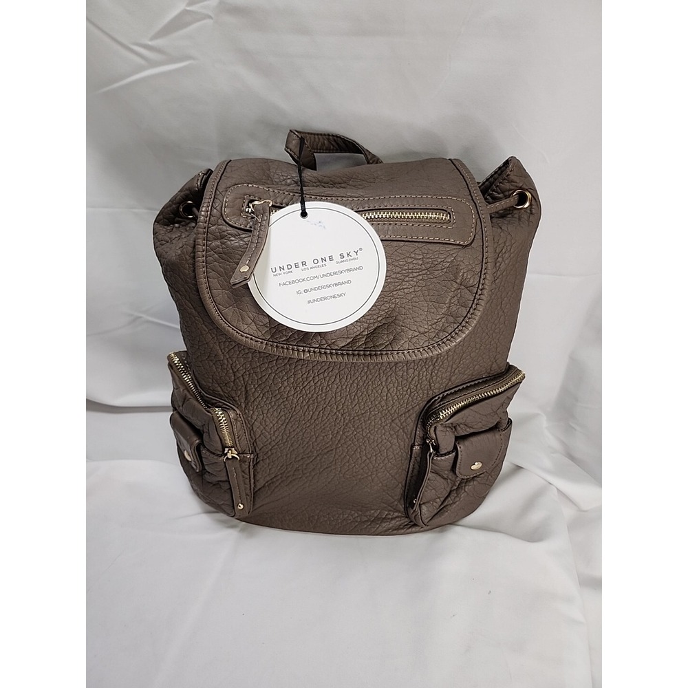 NEW UNDER‎ ONE SKY BROWN GOLD SMALL BACKPACK LT-BROWN-T023 07 Handbag Sz706